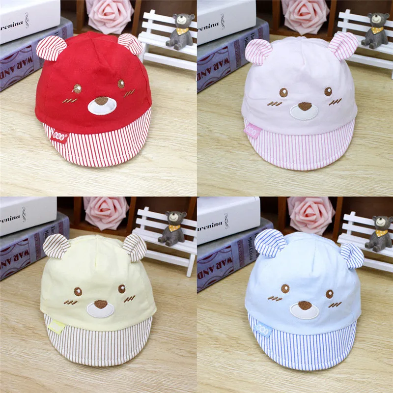 

PUDCOCO Baby Newborn Kids Girls Boys Baseball Caps Striped Hats Sun Hat With Ear