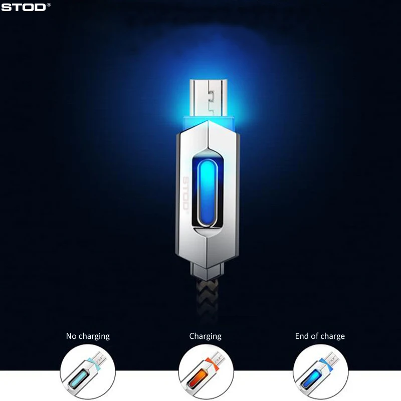 

STOD Micro USB Cable Led Light Blue Red Indicator 2A Charging For Samsung Lenovo Huawei ZTE Mi Fly OPPO VIVO Charger Wire