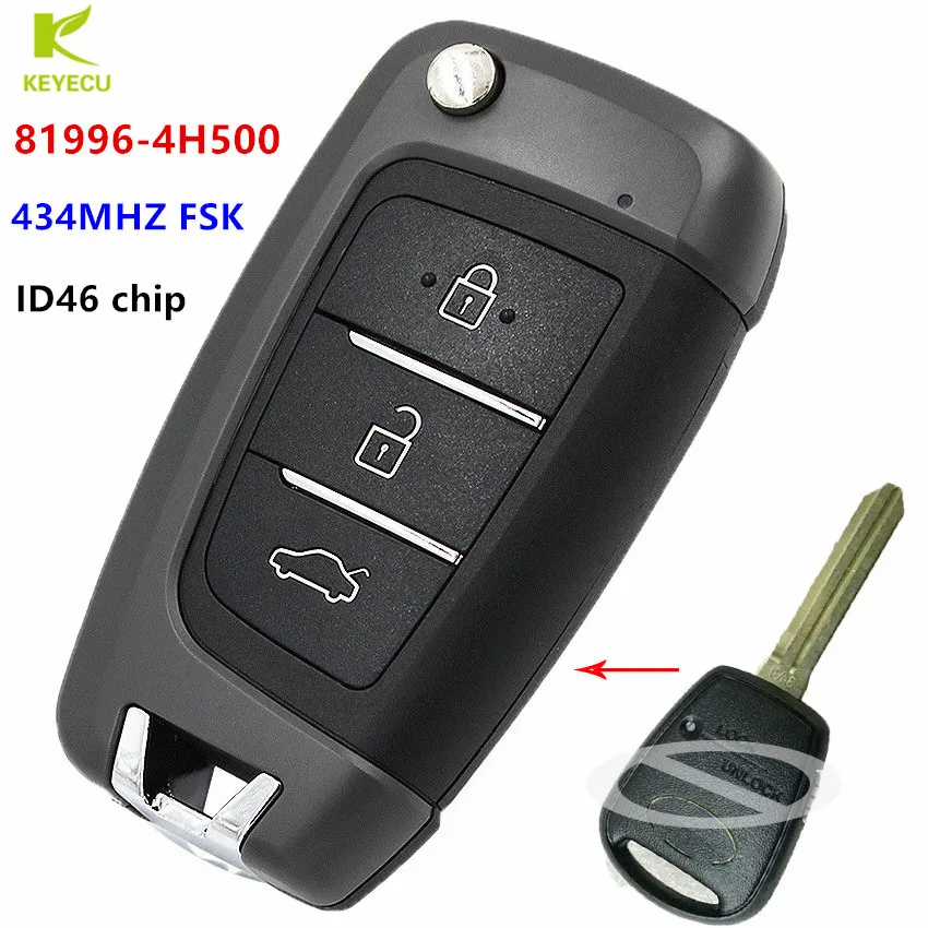 

KEYECU Upgraded Folding Remote Key Fob 433.92MHz ID46 for 2008-2017 Hyundai H-1 iMax iLoad i800 P/N: 81996-4H500