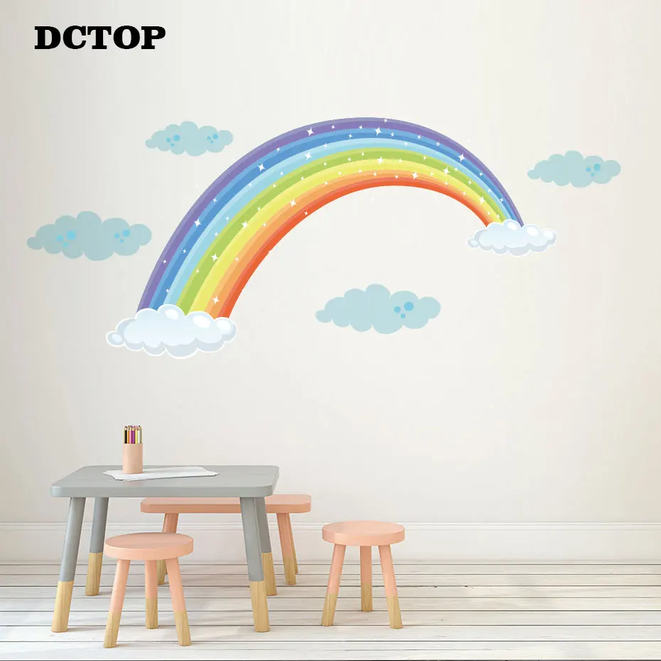 

Pretty Rainbow with Cloud Rainbow Shape Wall Stickers for Kids Children's Decal Wall Art Nursery Baby Room Home Decorative Mural