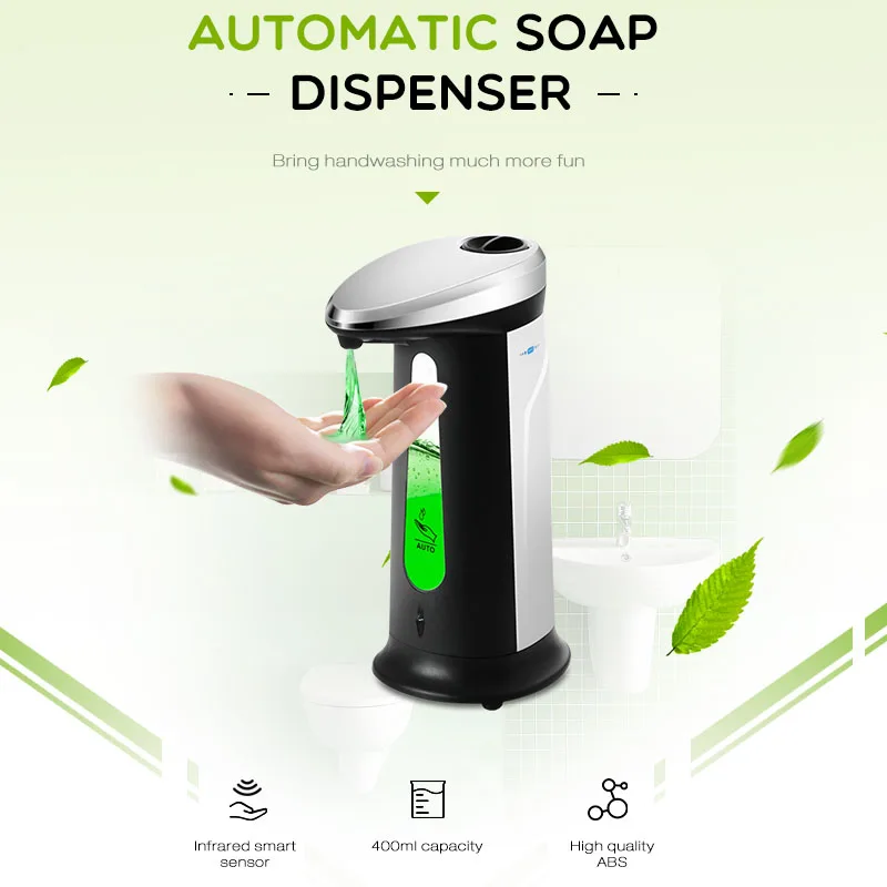 

400ml ABS Automatic Sensor Soap Dispenser Motion Activate Touchless Sanitizer Dispenser Smart Sensor for Kitchen Bathroom
