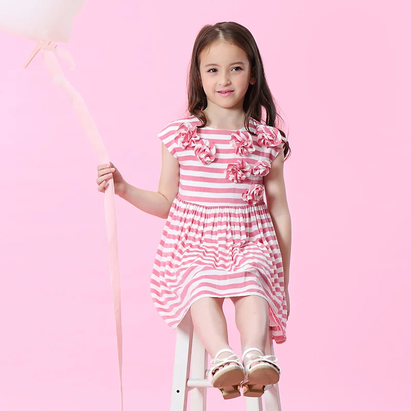 WL.MONSOON Children's Girls 2018 summer clothes New dress Korean striped flower princess dress WL.MONSOON Children's Girls 2018 summer clothes New dress Korean striped flower princess dress