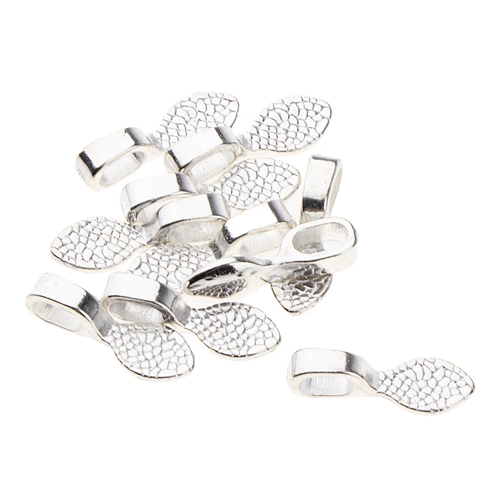 10 Pieces 2 Style Silver Plated Glue-on Flat Pad Bails for Earring Bails Pendants Charms Connector Jewelry Findings
