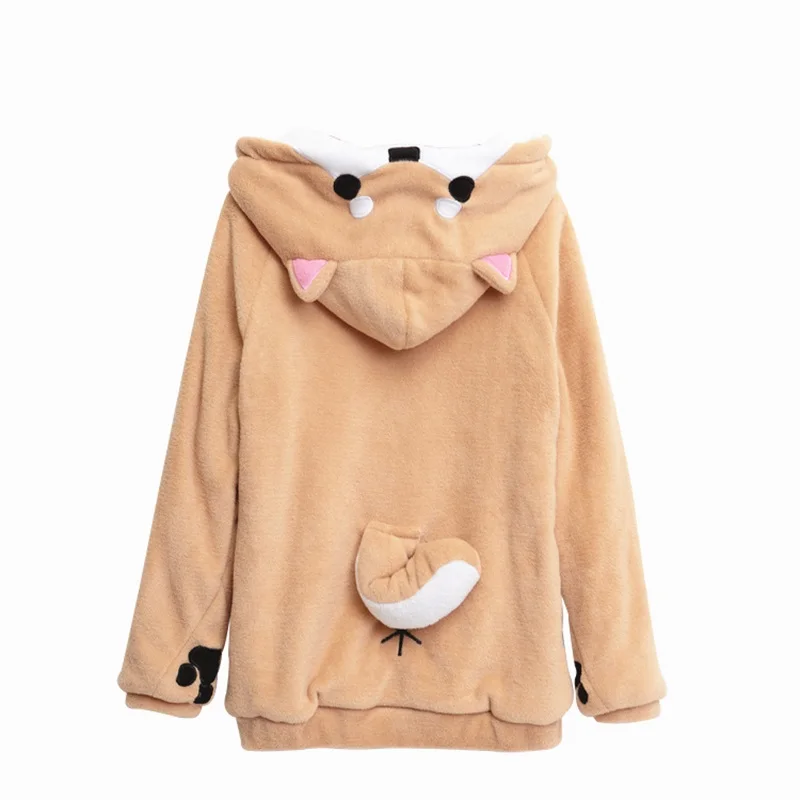 Новинка shiba Inu Doge Kawaii милое бархатное плюшевое пальто с капюшоном и длинными