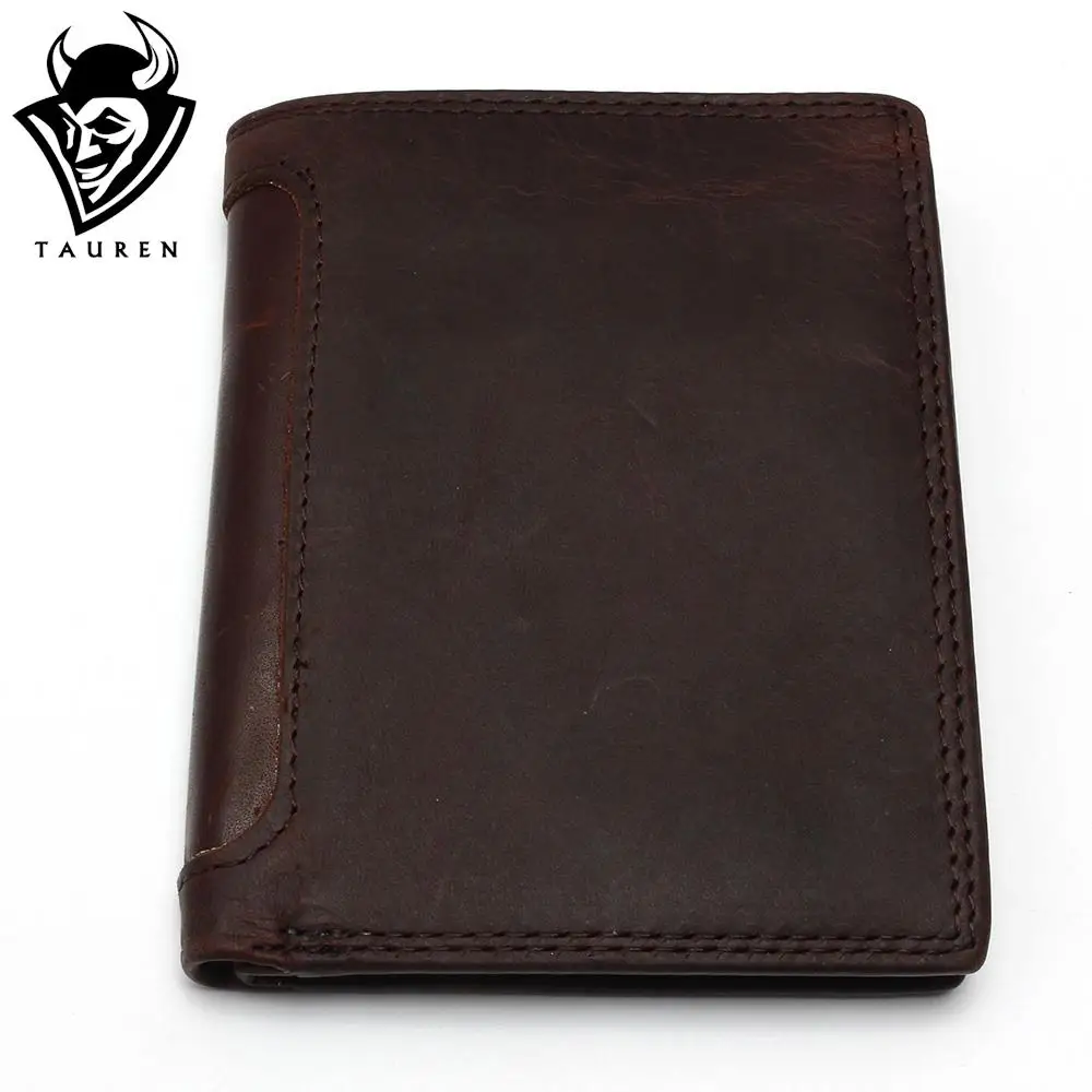 Vintage Designer 100% Genuine Carteiras Masculinas Cowhide Leather Men Short Wallet Purse Card Holder Coin Pocket Male Wallets