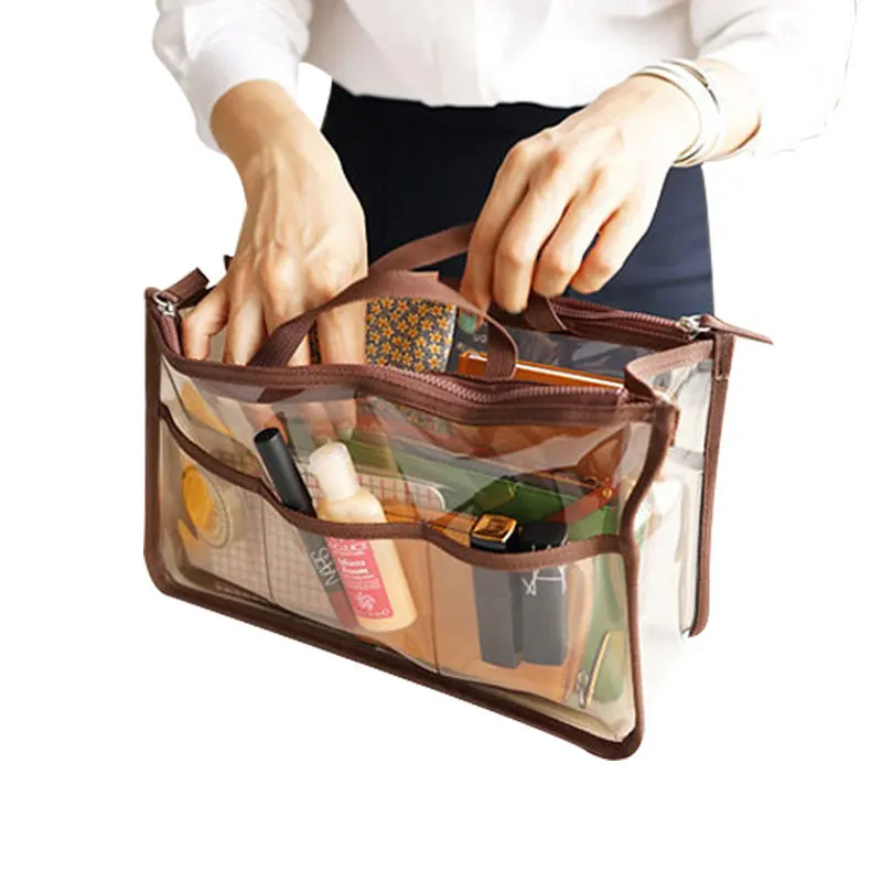 

Waterproof Clear Handbag Organizer Double Zipper See Through Cosmetic Insert Purse Organiser Transparent Makeup Travel Pouch