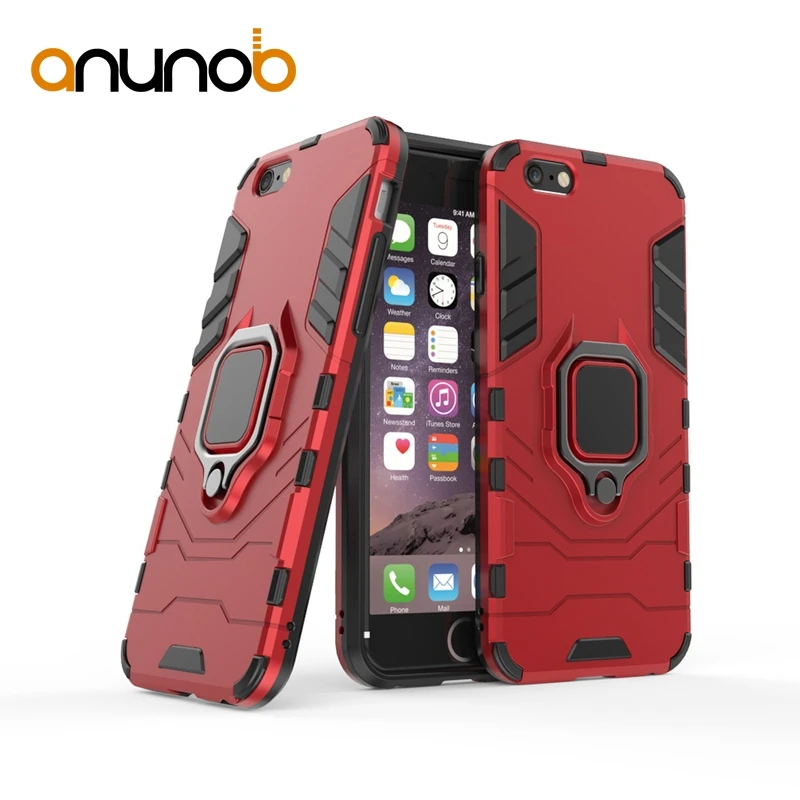 

Phone Cases For Apple iPhone X XR XS Max 8 7 Plus 6 6S PLUS 55S Case Iron Man Style Bags Finger Ring Plain Back Cover