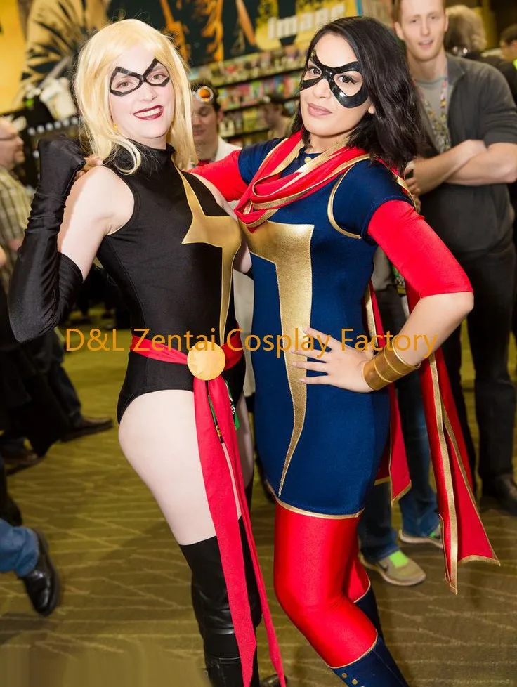 Free Shipping DHL Adult Ms. Marvel Kamala Khan Superhero Costume Halloween Party Cosplay Lycra Spandex Zentai Suit SH2329 (2)