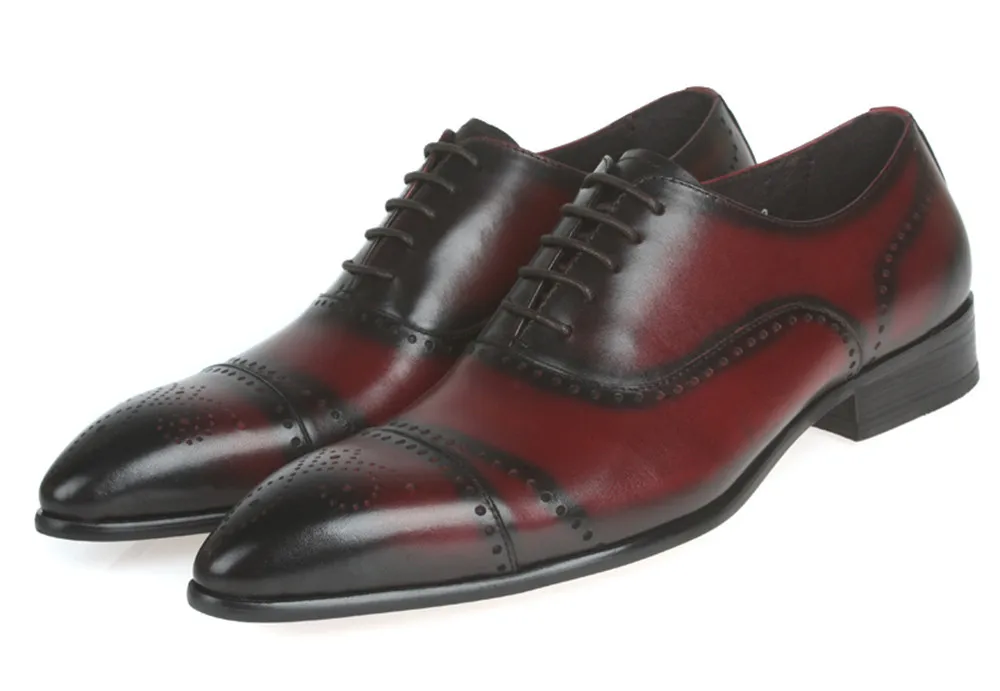 

Fashion reddish brown / Black mens oxfords shoes wedding shoes genuine leather business shoes new mens dress shoes