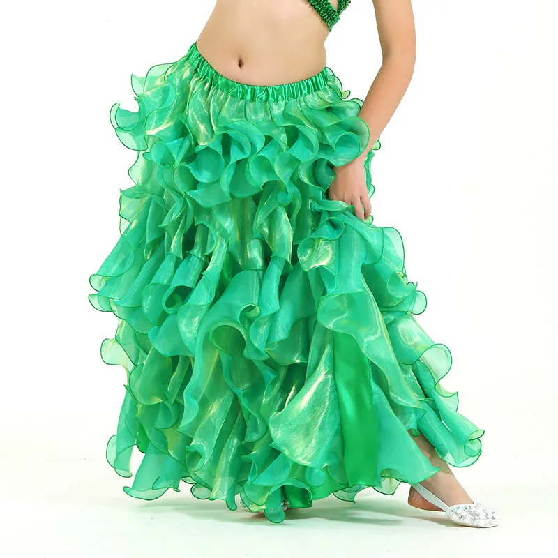 Performance Children Belly Dancing Clothes Wave Long Maxi Skirts Girls