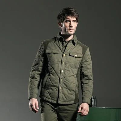 Freearmy брендовая мужская хлопковая стеганая теплая куртка зимняя Толстая куртка рубашка с длинным рукавом куртка-бомбер мужская стеганая куртка Ms-6082 - Цвет: army green