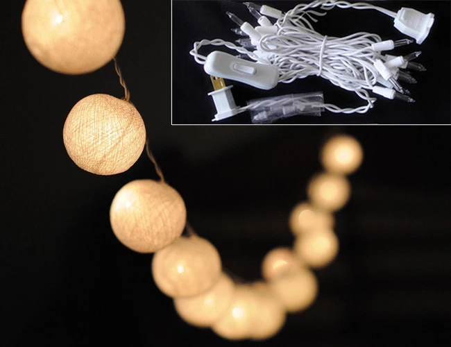 На батарейках AC110v Plug in Lovely White Cotton ball Рождественская елка декоративный светильник