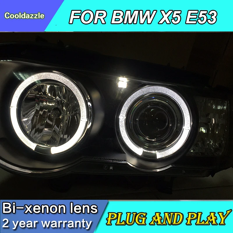 Для BMW X5 E53 светодиодные фары ангельские глазки 1999 2000 2001 2002 2003 год с HID комплект E53 передние лампы