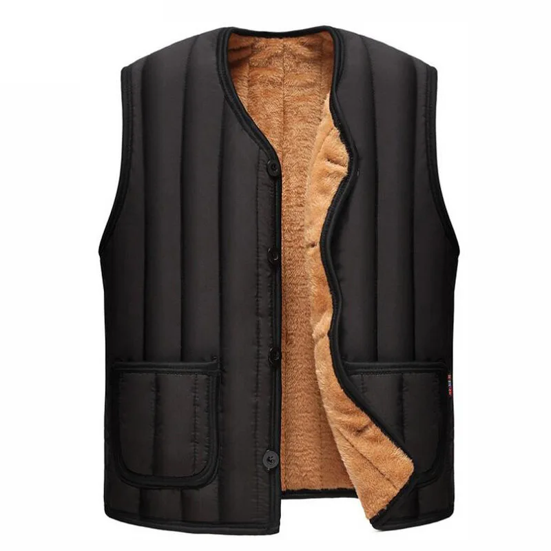 2017 Men Autumn Winter Inside Plus Velvet Thicken Warm Vest Mens Casual