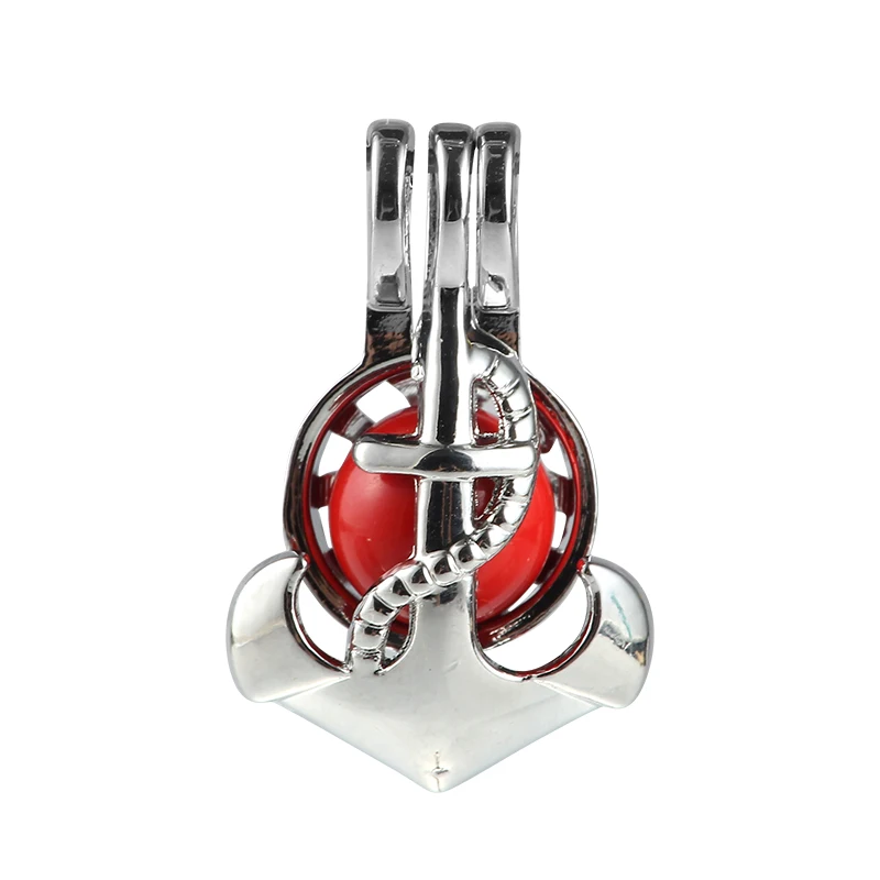 

5pcs Silver Anchor Pearl Cage Jewelry Making Supplies Beads Cage Locket Pendant Essential Oil Diffuser For Oyster Pearl Cage