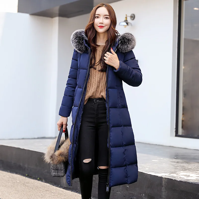 2018 winter women hooded coat fur collar thicken warm long jacket female plus size 3XL outerwear parka ladies chaqueta feminino Coats