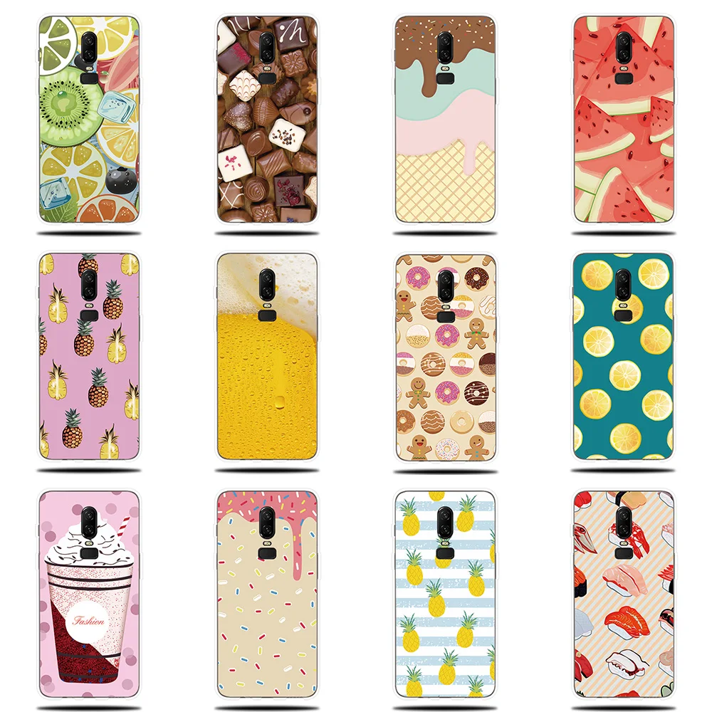 Fruit Chocolate Patterned Silicone Phone Case For OnePlus 5 5T 6 6T Soft Cover Fundas T |