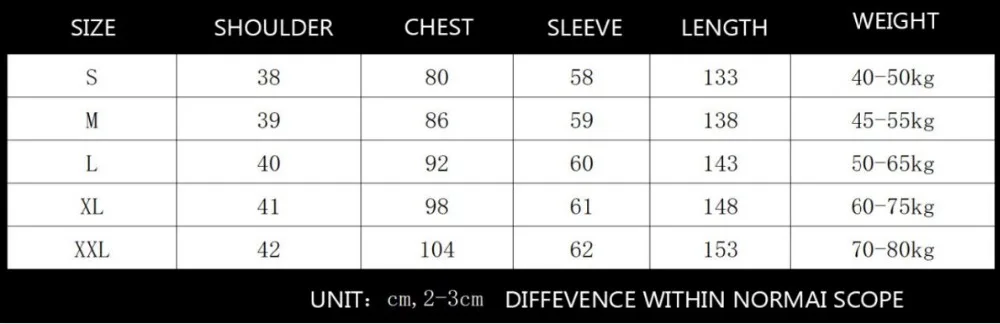 SIZE CHART 