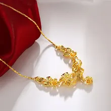 

Necklace Love Shaped Sand gold Rose Lockbone Chain Heart Pendant Necklace Female Retro Necklace Jewelry Necklace