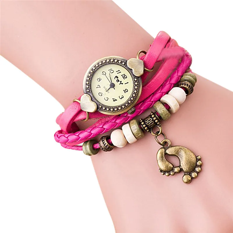 NEW Watch band leather Quartz Watch Women Ladies Casual Fashion Bracelet Footed Wrist Watch Clock relogio feminino female M18 (7)