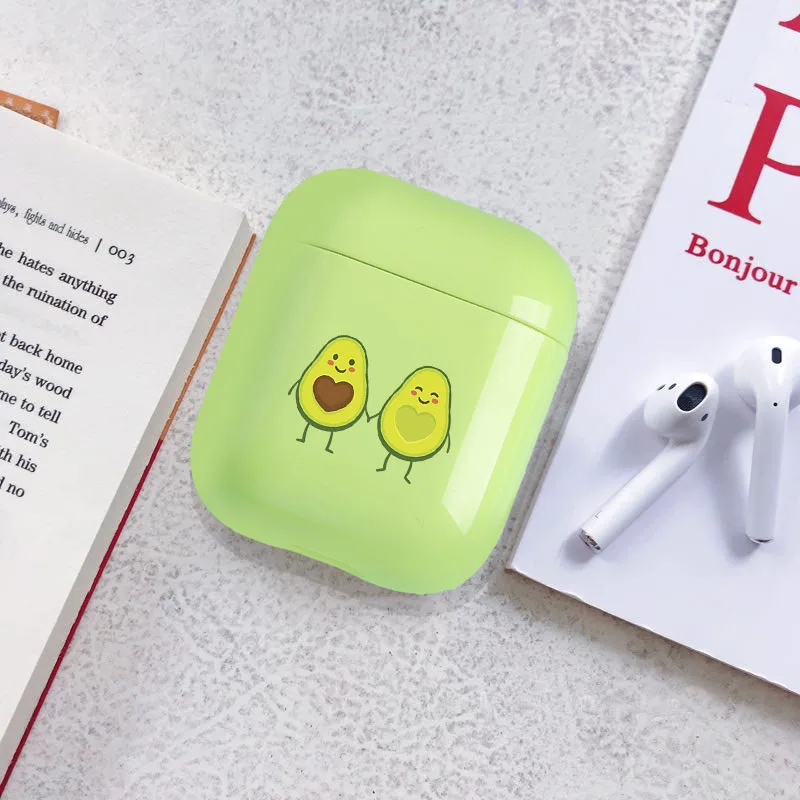 Милый чехол для Apple airpods, чехол с мультяшным забавным авокадо, Bluetooth, чехол для наушников Airpods 1, 2, сумки для зарядки, Жесткий Чехол для наушников