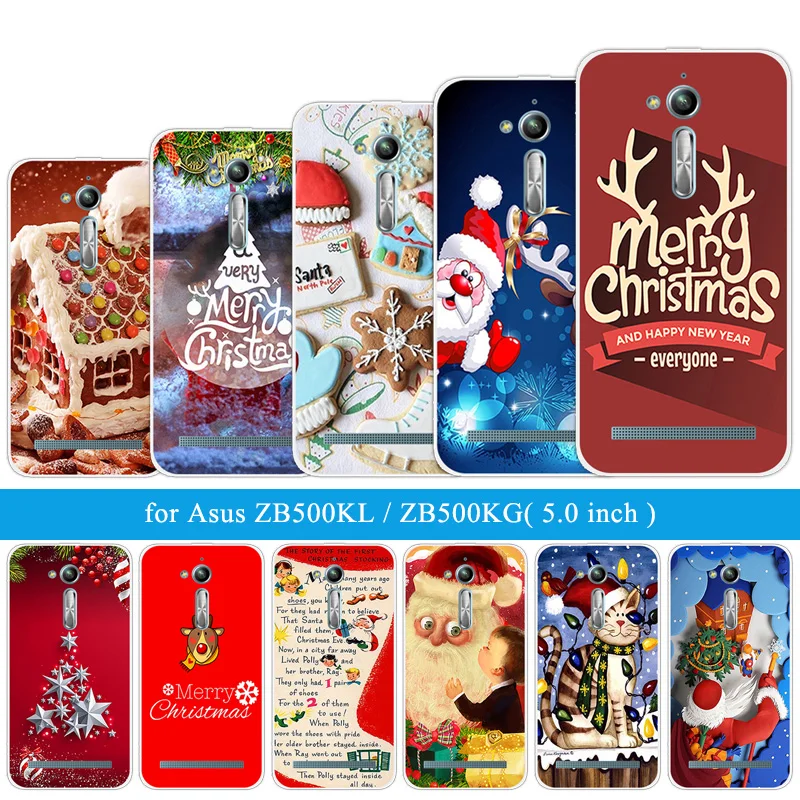 

For ASUS Zenfone GO ZB500KL DIY Phone Cases Soft Silicone Clear TPU For Asus ZB500KL Protector Christmas Night Back Cover