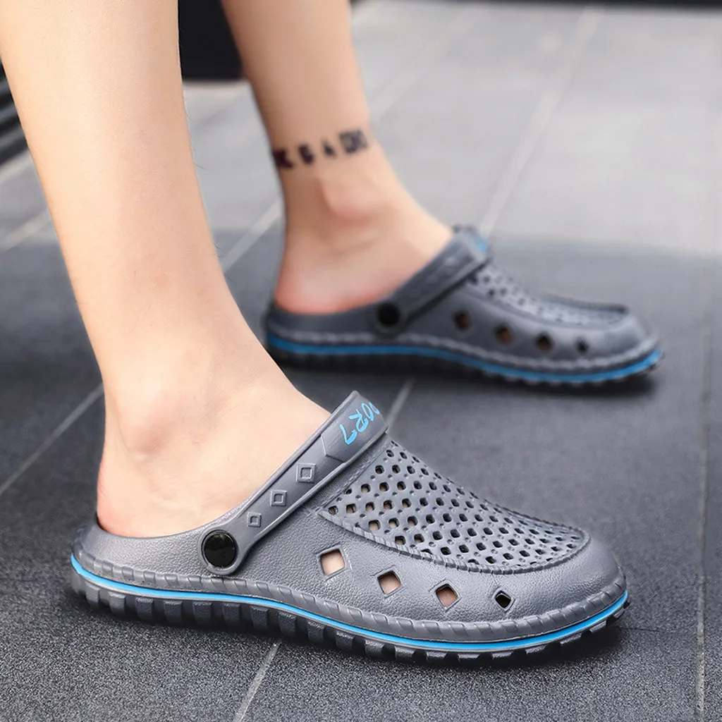 

Fashion Men's Wild Summer Breathable One-Legged Hole Shoes Beach Sandals chaussure homme