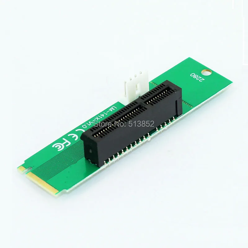 KPC1315_5_M2 to PCI-E 4X Slot Card Adapter NGFF (M.2) M Key Male to PCI Express X4 Slot Converter with Power Cable