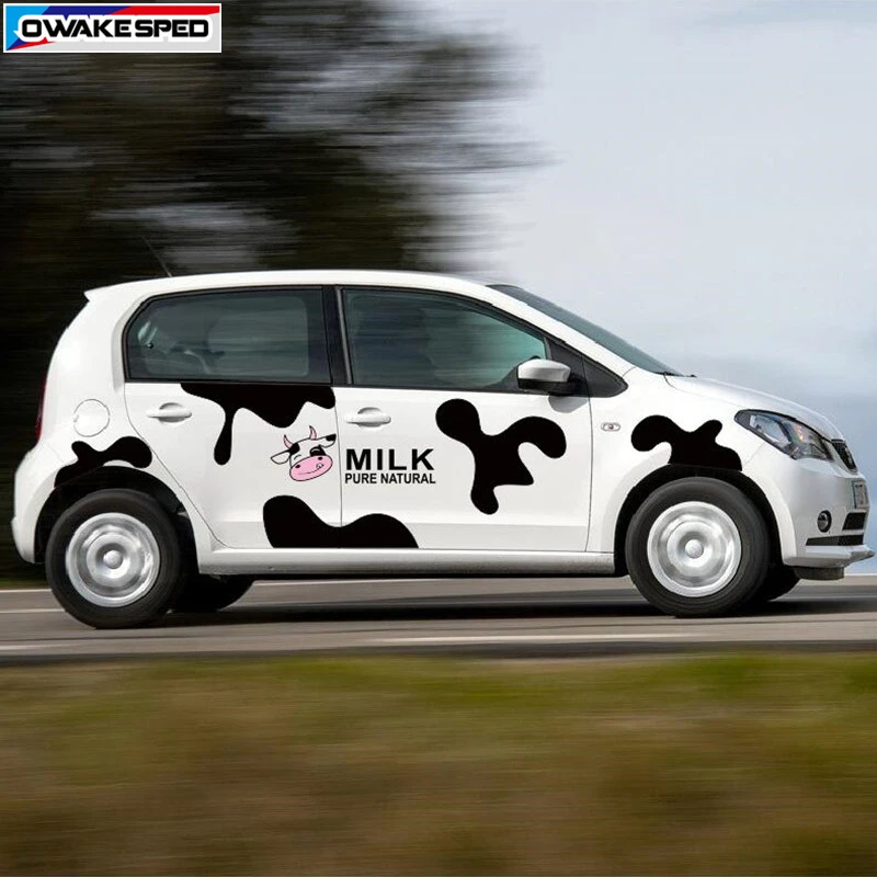 Cartoon Milk Cow Graphic Vinyl Deal Car Door Tail Sticker Funny Styling