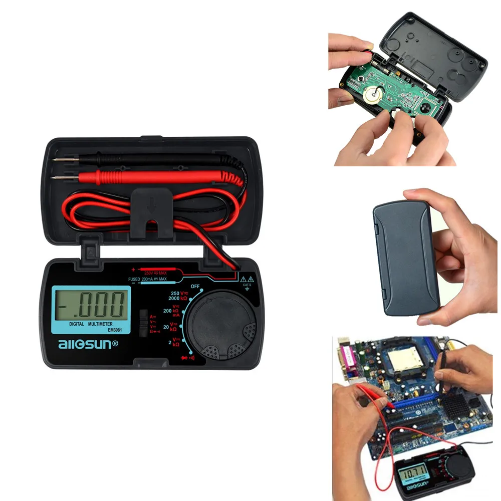 

EM3081 LCD Display Digital Multimeter 3 1/2 1999 t AC/DC Ammeter Voltmeter Ohm Portable Meter Voltage Meter