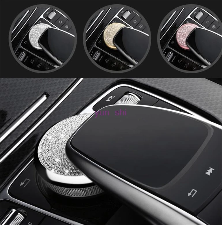 3 colors Car Multimedia Knob Decoration cover Stickers Car-styling For Mercedes Benz GLC C E Class W205 W213 C200 E200 etc