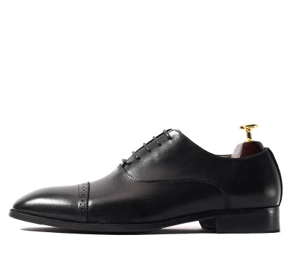 Итальянская обувь ручной работы в стиле ретро из натуральной кожи в деловом стиле; мужская повседневная обувь в британском стиле; цвет черный, коричневый; официальная обувь с круглым носком - Цвет: as shown