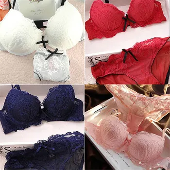 

Sexy Lingerie Bralette Set Women Lace Floral Bralette Push Up Bra G-string Set Lingerie Sleepwear 2pcs Gift 2019 New