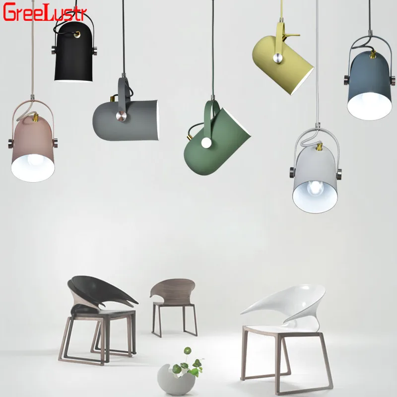 

Nordic Colorful pendant light fixture Angle adjustable E27 Pendant lamp droplight Home decor lighting For Bar shop spotlight