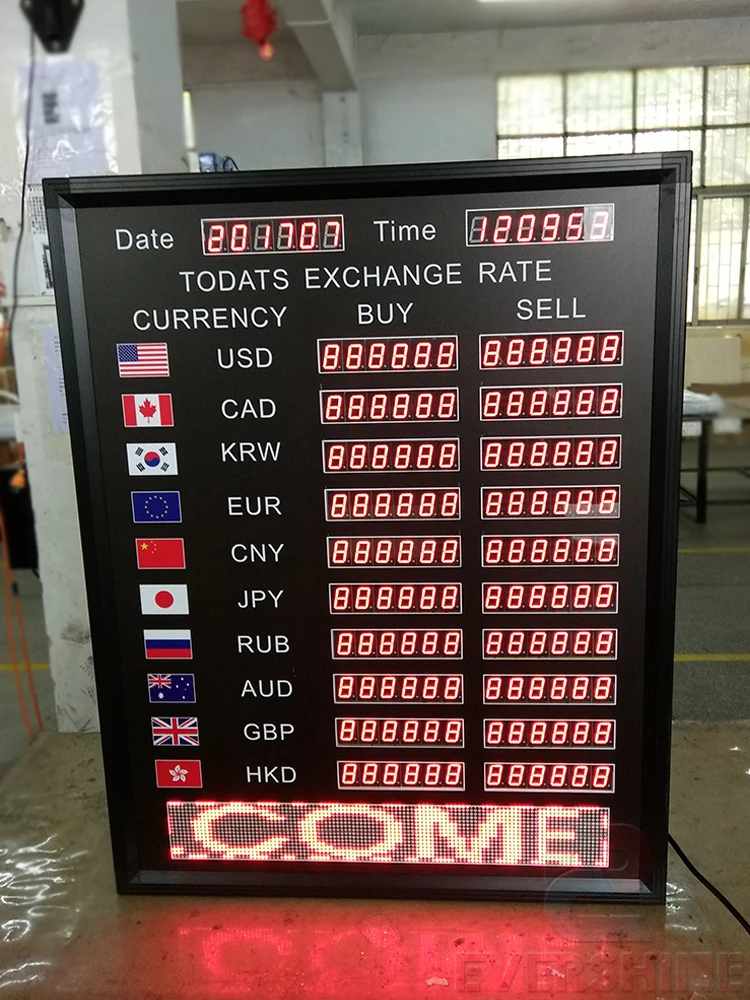 LED electronic display sign Multinational exchange rate dispaly led date and time panel bank Exchange rate board (6)