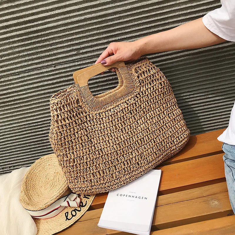 

Female Straw Beach Bag Tote Bags For Women 2019 Summer Wicker Brand Designer Handbags Ladies Rattan Fashion Bag Sac A Main