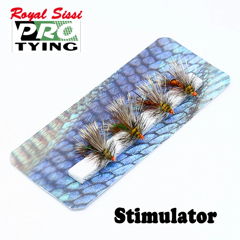 Professional hand tied 2 colors assorted 4pcs trout fishing dry flies 14# stimulator artificial stonefly adult insect fly lure