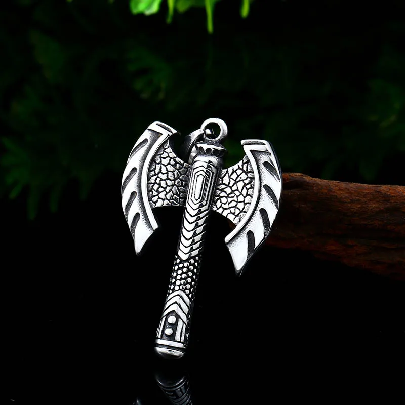 

Steel soldier Viking axe unique stainless steel necklace pendant Nordic Europe talisman chain man woman jewelry Skandinaviska