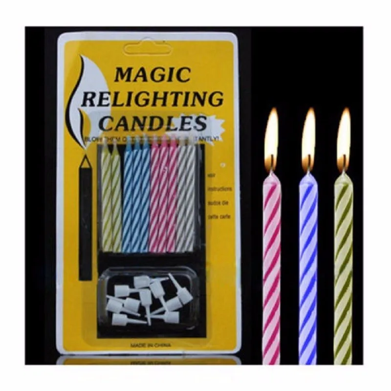 

10 Pcs/lot Magic Candles Relighting Candles Funny Tricky Birthday Eternal Blowing Candles Party Joke Birthday Cake Decors