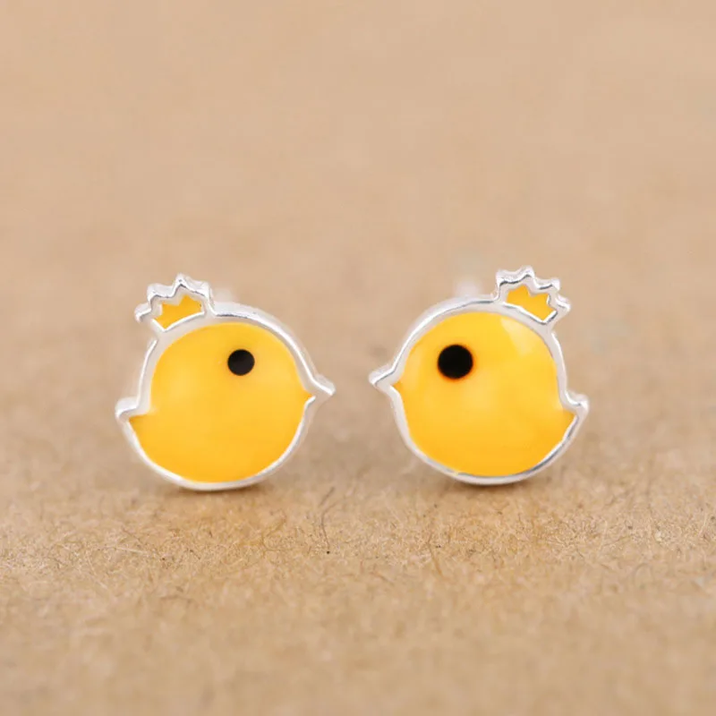 

Cute Yellow Chick 925 Sterling Silver Studs Earrings