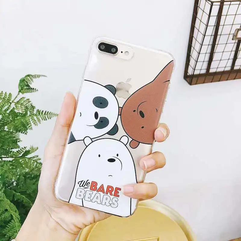 

Cartoon Cute bare Bear Box for iPhone X XS XR MAX Cute Panda Funny Phone Case for iPhone 6 7 6s 8 Plus Phone Case cover coque