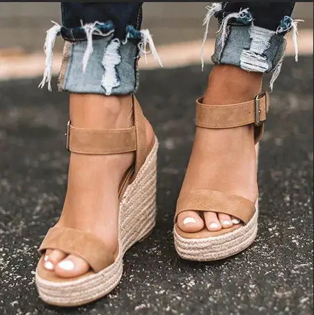 

Summer High Wedges Heels Sandals Fashion Open Toe Platform Elevator Women Sandals Shoes Plus Size Pumps 2019 women shoes