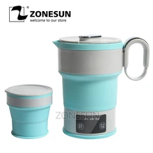 ZONESUN 0.6L складной электрический чайник автоматическое отключение защиты Путешествия Мини Портативный нагрекипятильный для воды чайная бутылка