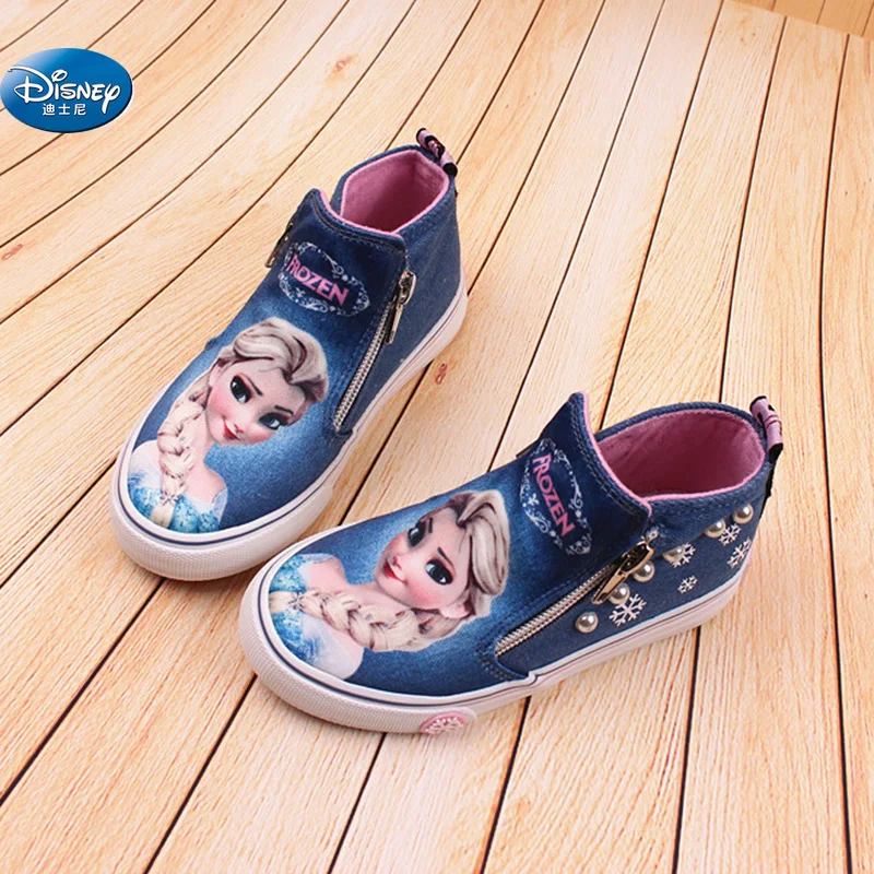 

frozen Children Casual Shoes High zipper girls elsa princess cartoon canvas shoes Europe size 25-36