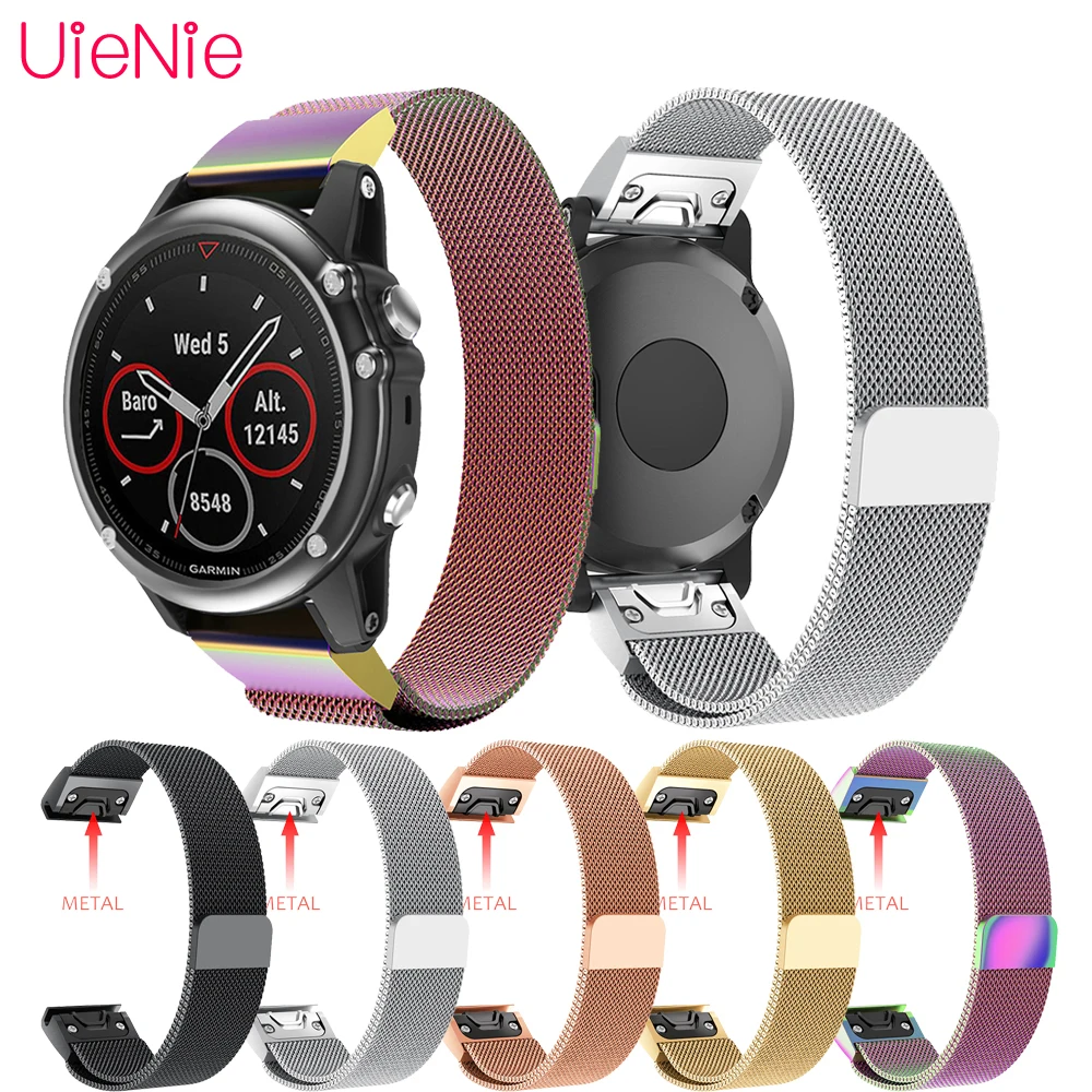 

Milanese for Garmin Fenix 5X 5X Plus watch with quick release replacement magnetic ring metal wrist strap stainless steel strap