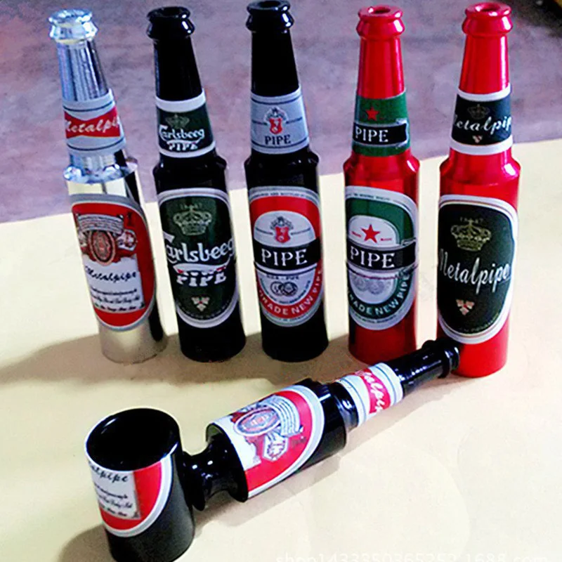 

Mini Beer Smoke Metal Pipes Portable Creative Smoking Pipe Herb Tobacco Pipes Gifts Weed Grinder Smoke 6 colors Pipes K1160 F