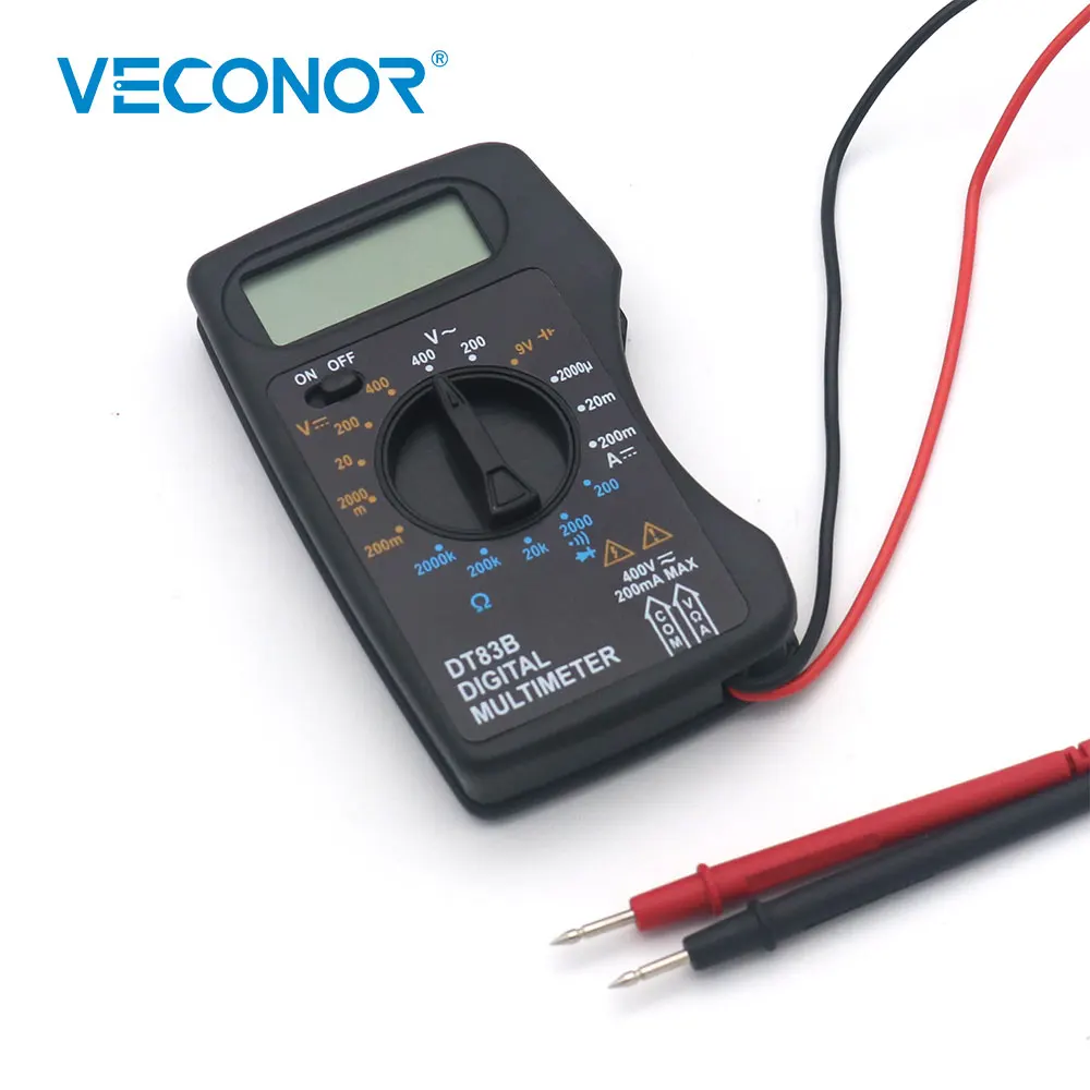 Цифровой мультиметр Veconor DT83B AC/DC с ЖК дисплеем 200 в вольтметр амперметр Омметр