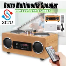 Ретро винтажный радиоприёмник Super Bass fm-радио бамбуковый мультимедийный динамик классический приемник USB с MP3-плеером дистанционное управление
