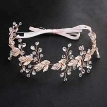 Women Beautiful Alloy Leaf Handmade Crystal Headband Vine Wedding Bridal Accessories Jewelry Headdress Rhinestones Pearls Hair Women Beautiful Alloy Leaf Handmade Crystal Headband Vine Wedding Bridal Accessories Jewelry Headdress Rhinestones Pearls Hair