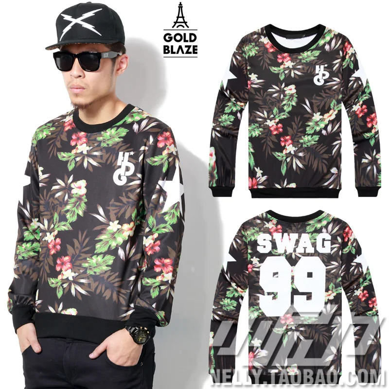 Online Shop Autumn Spring 2014 Famous Brand Swag 99 Digital Flower Sweatshirt Men Clothing Vintage Print Online Shop Autumn Spring 2014 Famous Brand Swag 99 Digital Flower Sweatshirt Men Clothing Vintage Print